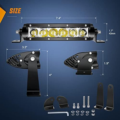 Nilight Led Pods Light Bar Super Slim 2Pcs 7 Inch 30W Spot Driving Fog 3600LM Off Road Lighting for Trucks Pickup SUV ATV UTV Boat 4x4 Van Camper - 2 Style Mounting (Pack of 10)