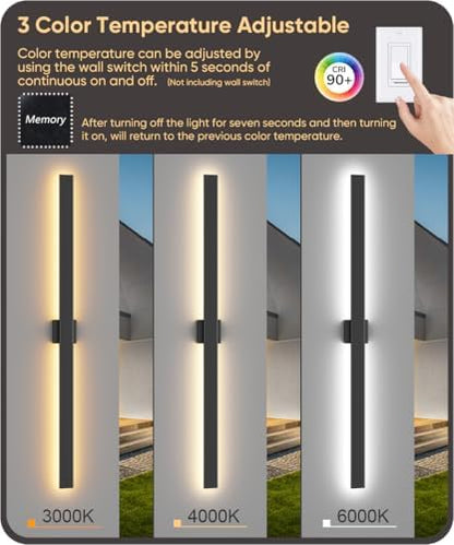 Aipsun 56.3" LED Outdoor Wall Light, Modern Black Exterior Lighting Fixture