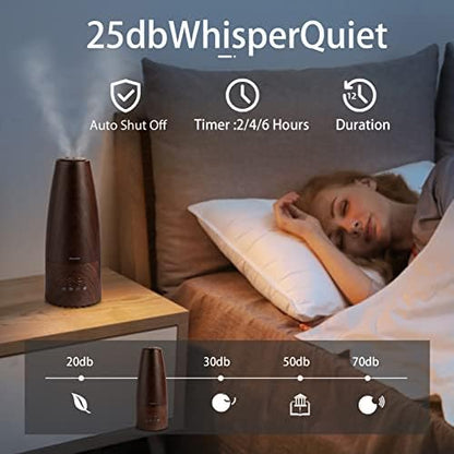 Cool Mist Humidifier，Elecameier Air humidifier for Home/Bedroom with Remote Control 2.3L Smart Air Humidifier for Desk/Office/Bedroom 25dB Whisper Quiet with Auto Shut off dark wood