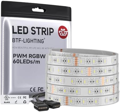 BTF-LIGHTING RGBW LED Strip Cool White 16.4ft 60LED DC24V UL Listed IP67