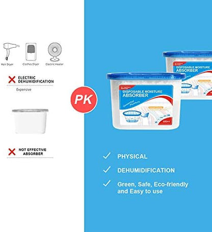 CANAGER Fragrance Free Moisture Absorber Box,Odor Eliminator and Dehumidifier Boxes for Closet,Bedroom,Kitchen,Bathroom-6 Packs,Cups - Traps Moisture for Fresher, Cleaner Air