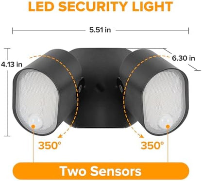 LUTEC 35W 4000LM LED FloodLights with 2 Sensors, Motion Sensor Outdoor Lights 5000K Dusk to Dawn, IP65 Waterproof 240 Wide Angle Motion Outdoor for Garage, Patio, Yard(2 Pack)