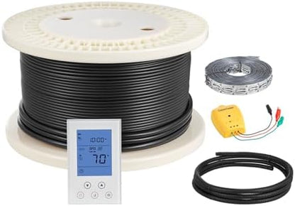 VEVOR 200 sqft Underfloor Heating Cable Kit, 240V Electric Radiant Heated Floor System, with Smart Control Thermostat & Alarm, Easy Installation for Tile, Stone, Vinyl, Home Improvement