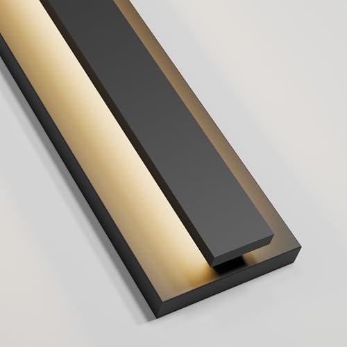 LamQee 18.5 Inch Modern Outdoor Wall Lights Exterior Lighting Fixtures, 3000K 12W LED Contemporary Outdoor Wall Sconce, Matte Black Outside Wall Mount Lights for House Garage Porch Patio Front Door