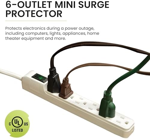 Go Green Power Inc. GG-16103MIN 6 Outlet Mini Surge Protector, White