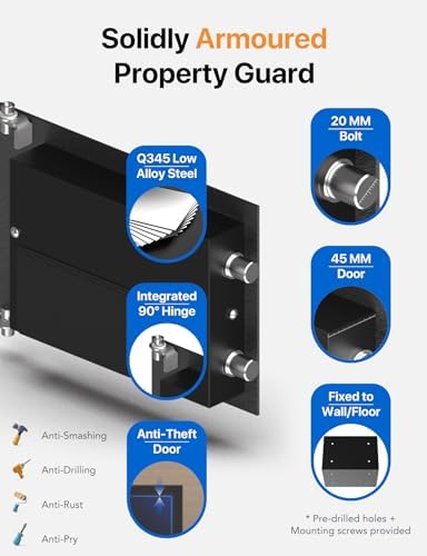 FORFEND Smart Home Safes | WiFi Safe Box App Unlock/Alarm | Voice Control, Kidnap SOS Alarm, Tamper Detect, Frozen Mode | Money Security Lockbox History Track | Digital Caja Fuerte Remote Live Monitor
