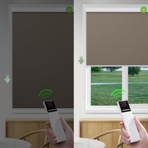 ZSHINE Motorized Blackout Roller Shades Remote Control Rechargeable(82010E)