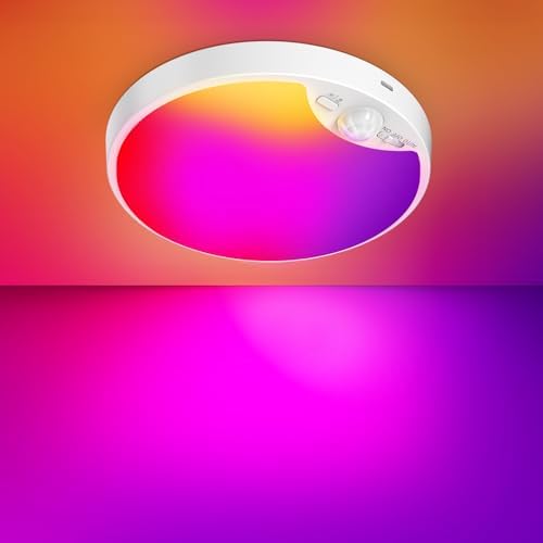 Rechargeable Motion Sensor Ceiling Light, 12000mAh RGB Battery Closet Light