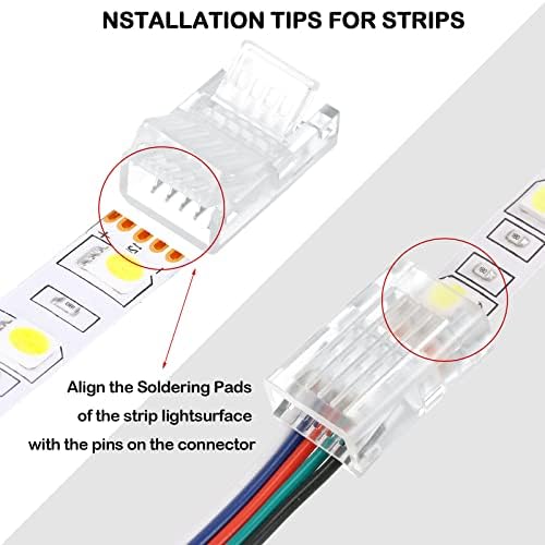 Flutesan 20 Pcs 5 Pin 10 mm LED Strip Connector RGB Lights