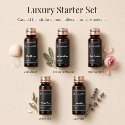 Waterless Essential Oil Diffuser with 5 Oils Starter Kit, Cold Air
