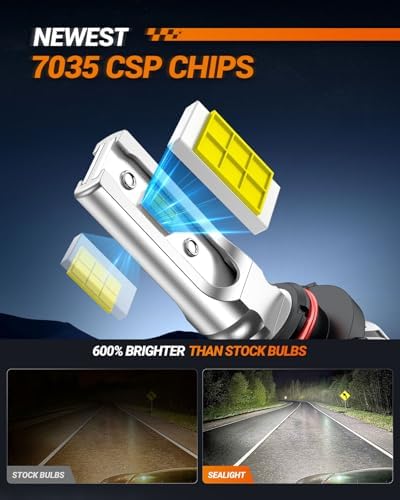 SEALIGHT H10 9140 9145 Led Fog Light Bulbs, 𝟏𝟎𝟎𝟎𝟎𝐋𝐌 6500K Cool White H10 Led Fog Lights, True 1:1 Size 9040/9045/9140/9145 Fog Light Blub, 3 Mins Plug-N-Play, Pack of 2