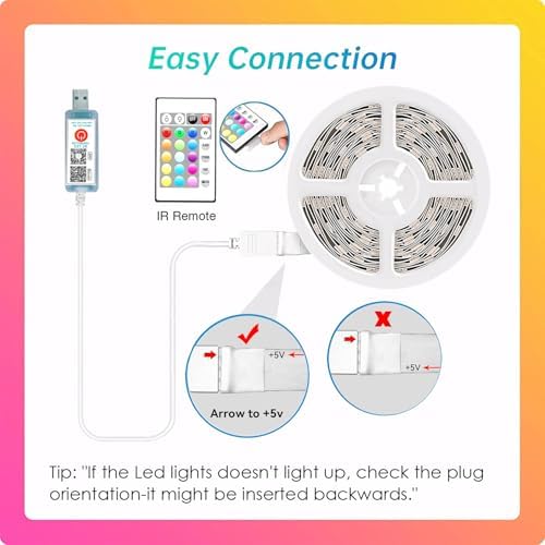 CHARKEE 25ft LED Strip Lights USB-Powered, Color Changing RGB LED Strip Lights for Bedroom/TV Backlight/Gaming Lighting, Music Sync SMD 5050 Flexible LED Lights with Remote/APP Control
