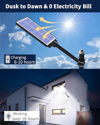 Ofuray Solar Street Lights Outdoor Of-11000W, 30000mAh, 192 LEDs, 3 Modes
