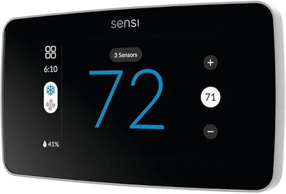 Sensi Touch 2 Smart Thermostat with Touchscreen Color Display, 100 Years of Expertise, Programmable, Wi-Fi, Data Privacy, Easy DIY, Works with Alexa, Energy Star Certified, ST76W, C-Wire Required