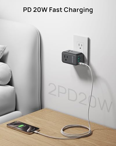 TROND Multi Plug Outlet Extender - 3 AC Outlet Adapter with Rotating Plug