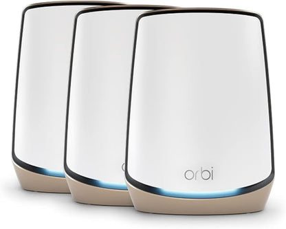NETGEAR Orbi Tri-Band WiFi 6 Mesh Network System (RBK863S) – Router + 2 Satellite Extenders, Security Features, Up to 6Gbps, Up to 8,000 sq.ft., 100 Devices, 10 Gig Internet Port, Armor Subscription