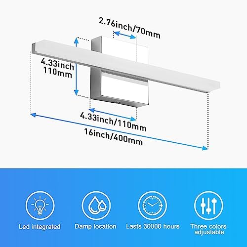 Combuh Modern Bathroom Vanity Lights Over Mirror, Chrome LED Wall Sconce