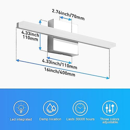 Combuh Modern Bathroom Vanity Lights Over Mirror, Chrome LED Wall Sconce