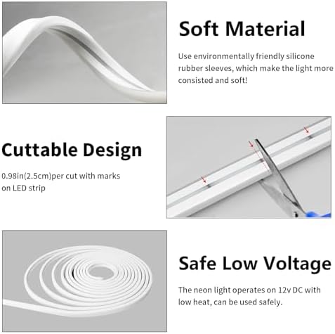 iNextStation 16.4FT DC12V LED Strip Lights White Neon Rope Lights (No Plug)