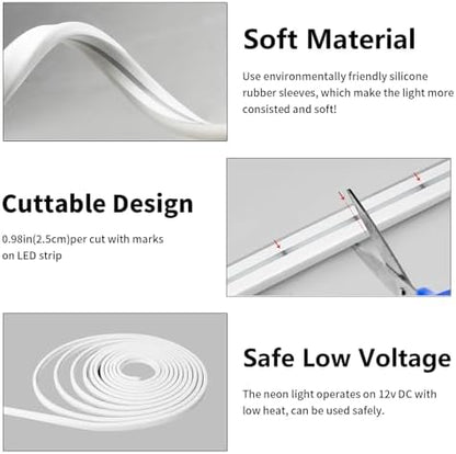 iNextStation 16.4FT DC12V LED Strip Lights White Neon Rope Lights (No Plug)