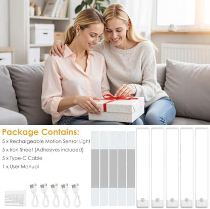 11.8 inch Motion Sensor Under Cabinet Light, 5-Pack, 3 Color