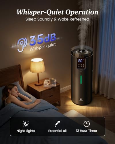 Lacidoll 16L Cool Mist Humidifiers for Large Room Whole House 1500 sq.ft