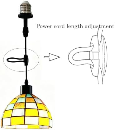 Screw-in Pendant Light Tiffany Style Stained Glass Hanging Lights,Recessed Light Conversion Kit with E26 Screw in Adapter for Dining Room,Bedroom& Kitchen Island Lighting (Tiffany)