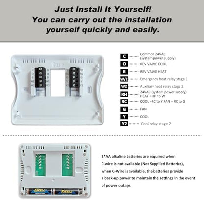 Programmable Thermostat for Home,Auto Changeover Heat Pump Thermostat for Multi-Stage,2 Heat/2 Cool or 4 Heat/2 Cool, Ultimate Comfort,Extra Large Display,White Backlight