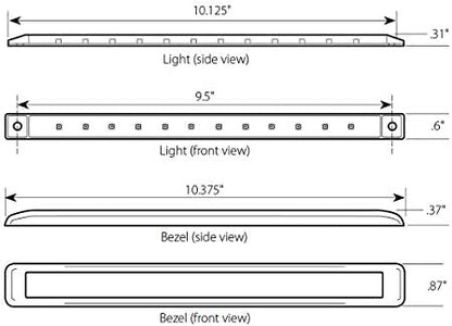 GG Grand General 75973 Green/Green Light Bar (10-1/8" Ultra Thin 12LED with Clear Pl Bezel)