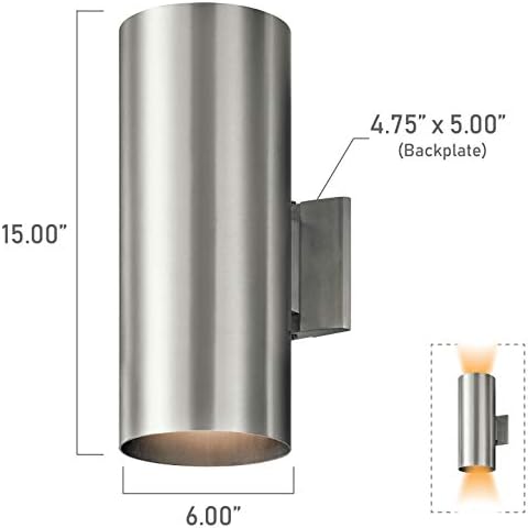 Kichler 9246BA Two Light Indoor/Outdoor Wall Mount, Brushed Aluminum, 15"
