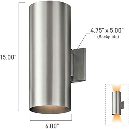 Kichler 9246BA Two Light Indoor/Outdoor Wall Mount, Brushed Aluminum, 15"