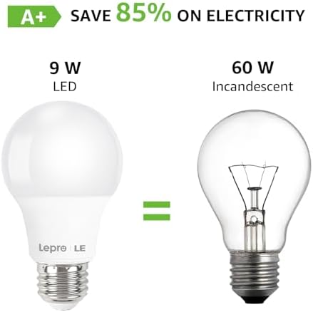 Lepro A19 E26 LED Light Bulbs 9W 800 Lumens Soft White 2700k 3 Pack