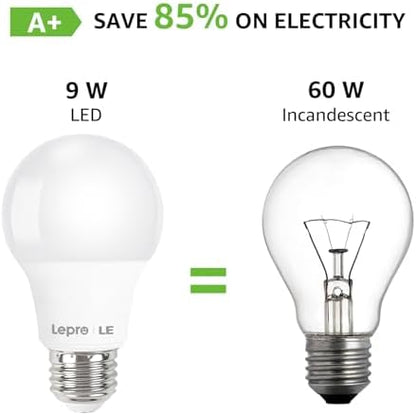 Lepro A19 E26 LED Light Bulbs 9W 800 Lumens Soft White 2700k 3 Pack