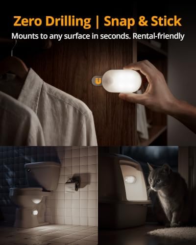 Lyridz Rechargeable Battery Night Light with Motion Sensor, Portable, Auto-Off, Dimmable for Bathroom, Bedroom, Kitchen, Stairs, Hallway, Pets, Travel, 4-Pack, Cool White