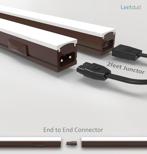 Leetdud Under Cabinet Lighting Plug in, 16 Inch 4 Pcs, Linkable AC120V 3CCT 3000K/4000K/5000K Ultra Slim, LED Under Cabinet Lights for Counter Light, Kitchen, Shelf, Sink, Workshop, Desk, Bronze