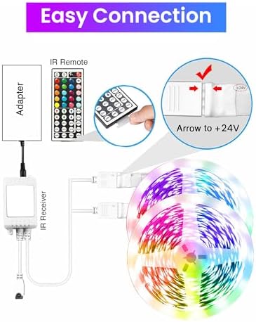 VOLIVO LED Strip Lights for Bedroom 200ft(2 Rolls of 100 ft), Smart Bluetooth RGB Light Strips with App Control & Music Sync, Color Changing LED Lights for Room, Home, Party Decor