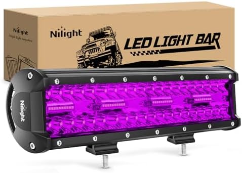 Nilight 12 Inch 240 W LED Light Bar Purple Spot Flood Combo Beam