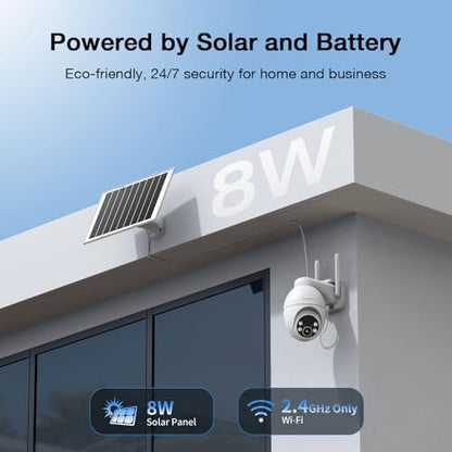 TKENPRO 2K Solar Camera Outdoor Wireless, 2.4GHz Wi-Fi Connected