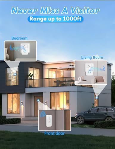 Wireless Doorbell 1000ft Range, Loud Waterproof Door Bell with 60 Melodies
