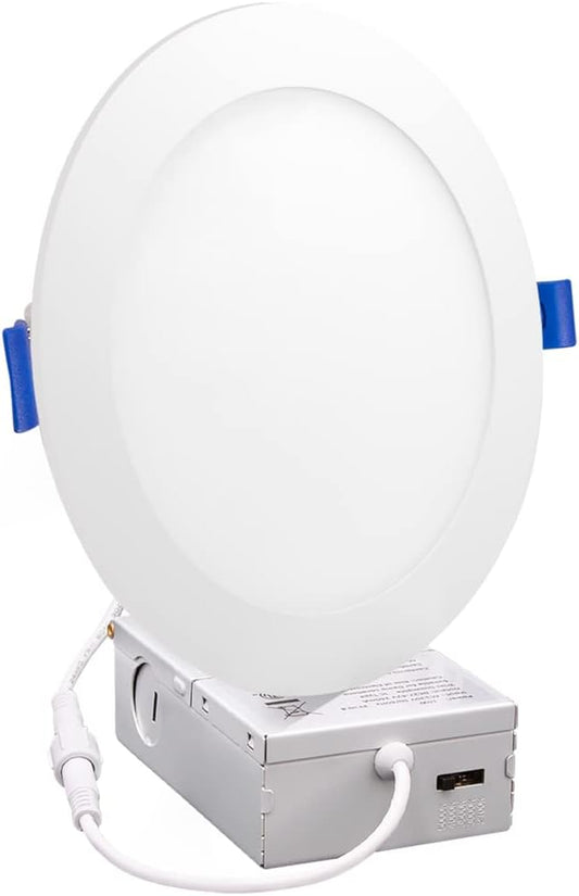 Maxxima 6 in. 5 CCT Ultra-Thin Recessed LED Downlight 1050 Lumens, Color Selectable 2700K-5000K (2700K/3000K/3500K/4000K/5000K), Canless, IC Rated, Slim, Dimmable, Junction Box Included