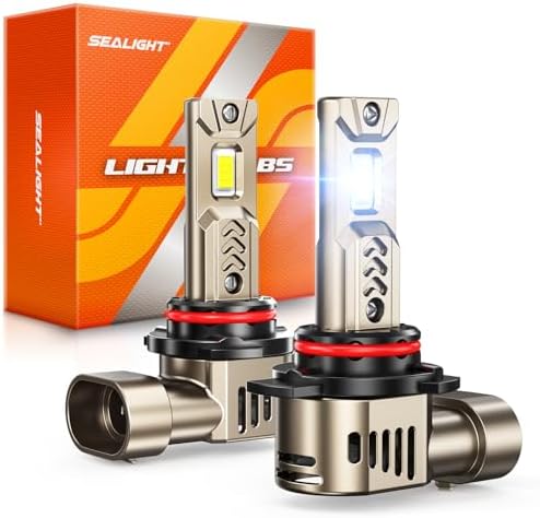 SEALIGHT L2S 9012 LED Light Bulbs, 12X 70000LM Super Brighter 6500K Cool White, 9012/HIR2 LED Bulb with 25000RPM Fan, 1:1 Mini Size, 70000Hrs Long Lifespan with IP68, Plug N Play, Pack of 2