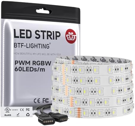 BTF-LIGHTING RGBW LED Strip Cool White 16.4ft 60LED DC24V UL Listed IP30