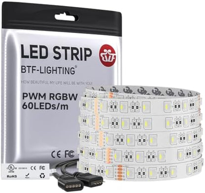 BTF-LIGHTING RGBW LED Strip Cool White 16.4ft 60LED DC24V UL Listed IP30