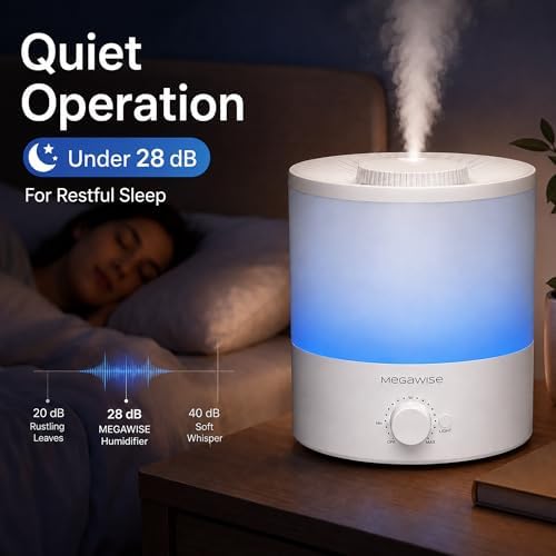 MegaWise Ultrasonic Cool Mist Humidifier SK7620-1.5L Capacity, Whisper-Quiet Operation, Adjustable Mist Output, Auto Shut-Off - Ideal for Home, Office, Baby Room, and Bedroom, 1.5 L (Pack of 12)