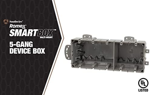 Southwire MSBMMT5G Multi Mount Device Box with Depth Adjustable; Heavy Duty 42lb ; Gray, 5 Gang (Pack of 4)