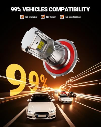 SEALIGHT H13/9008 LED Bulb, 1200% 60000LM Super Brighter than Origin, 6500K White Canbus Ready, IP68 25000RPM Cooling Fan with 80000Hrs Lifespan, 3Mins Fast Installation, 2 Pack