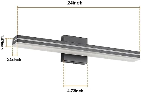 SineRise 24-Inch LED Modern Bathroom Vanity Light Bar, Matte Black Modern Acrylic Bathroom Wall Lighting Fixtures Over Mirror (Cool White 6000K)