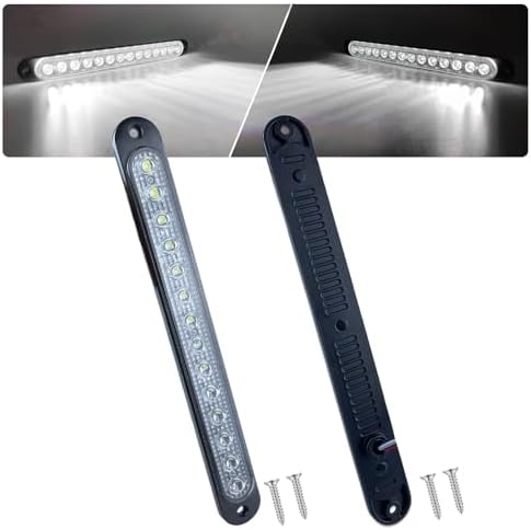 10" White Trailer LED Reverse Lights Bar Strip Truck Bed Backup Lights Rear Running Side Marker for Truck RV Aluminum Alloy Base, 15 LEDs 2Pcs