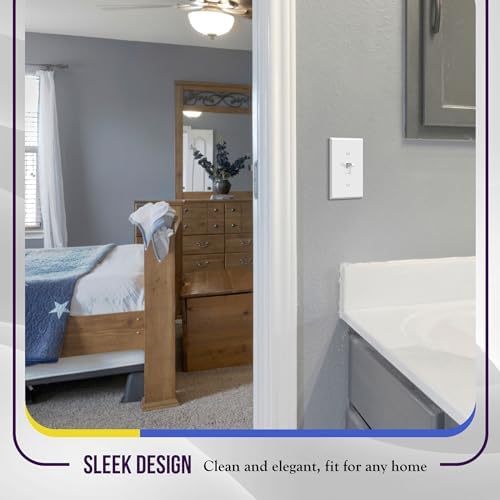 ENERLITES Toggle Light Switch Metal Wall Plate, 1-Gang, White Matte