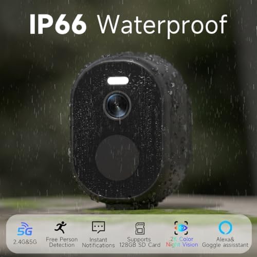 2Pack Security Cameras Wireless Outdoor 2.4G/5G,Color Night Vision